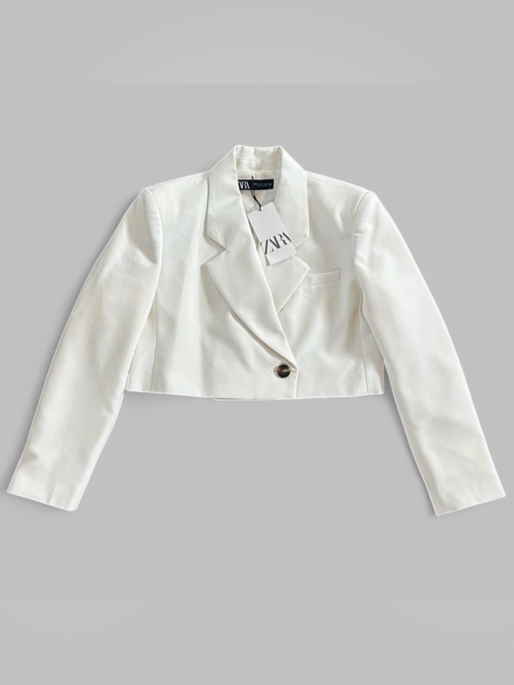 Zara-CROPPED DOUBLE BREASTED BLAZER - Oyster White size M NWT - Picture 2 of 10
